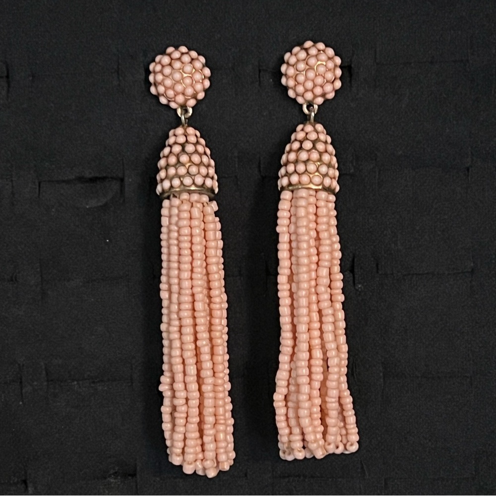 BaubleBar Light Pink Beaded Tassel Earrings